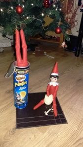 Elf on The Shelf Diving in Pringles